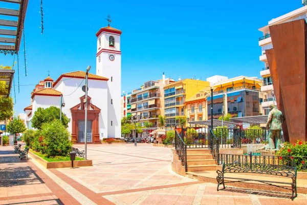 Fuengirola old town view and central square Plaza de la Constitucion